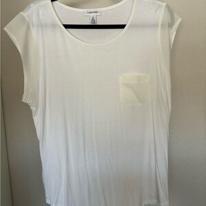 Calvin Klein Cream-White Cap Sleeve Pocket Tank